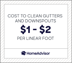 the average cost to clean gutters and downspouts is $1 to $2 per linear foot. 