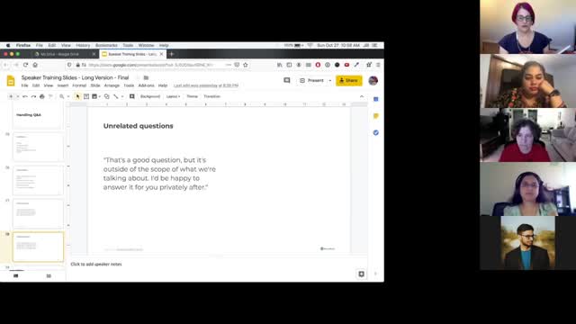 Jill Binder, Aurooba Ahmed, Angela Jin, Miriam Goldman, Chandrika Guntur, Bhargav Mehta: Diverse Speaker Training Workshop Part 4