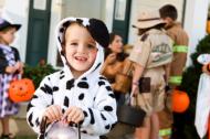 Group of children Trick or Treating during Halloween.