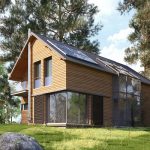 Sustainable architectural design of a cabin in the woods