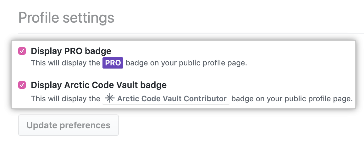 Checkbox to no longer display a badge on your profile