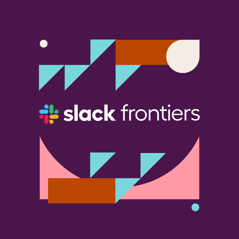 slack frontiers logo over background shapes