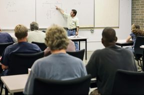 Firefighters in classroom