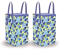 Wonder Cub Laundry Basket for Clothes foldable|Toy Storage Box with lid & Handles (75 LTR), Set of 2, Multi Trio