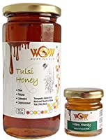 WOW BUZZING BEE - Raw Natural Unprocessed Raw Tulsi Forest Flower Honey 550 GMS & Get Free Another Flavour Raw Flower...