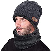 Zacharias Men's Woolen Cap with Neck Muffler/Neckwarmer Set of 2 Free Size