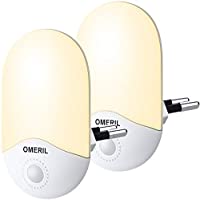 Luz Nocturna Infantil (2 Pack) OMERIL Luz Noche con Luz Sensor, Luz Quitamiedos Infantil con Enchufe Pared, Ahorro de...