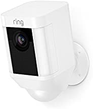 Ring Spotlight Cam Battery HD Security Camera with Built Two-Way Talk and a Siren Alarm, White, Works with Ale