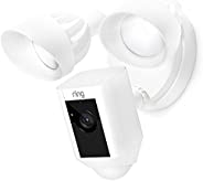 Ring Floodlight Camera Motion-Activated HD Security Cam Two-Way Talk and Siren Alarm, White