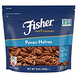 Fisher Nuts Chef's Naturals Pecan Halves, 10 Ounces, Naturally Gluten Free, No Preservatives, Non-GM