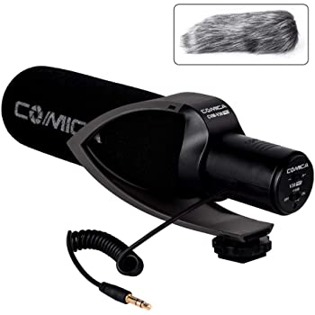 Comica CVM-V30 PRO Camera Microphone Electric Super-Cardioid Directional Condenser Shotgun Video Microphone for Canon Nikon Sony Panasonic DSLR Camera with 3.5mm Jack (Black)