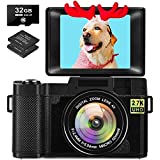 Digital Camera Vlogging Camera with Flip Screen for YouTube 24MP 3.0 Inch 2.7K Camera with Retractable Flashlight… (Black)