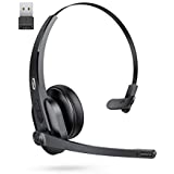 TaoTronics Bluetooth Headset with Microphone, Wireless Headset with USB Adapter for PC, Noise Cancel Mic, On Ear Headphones Bluetooth 5.0 34H for Phone Home Office Online Class Call Center Skype Zoom