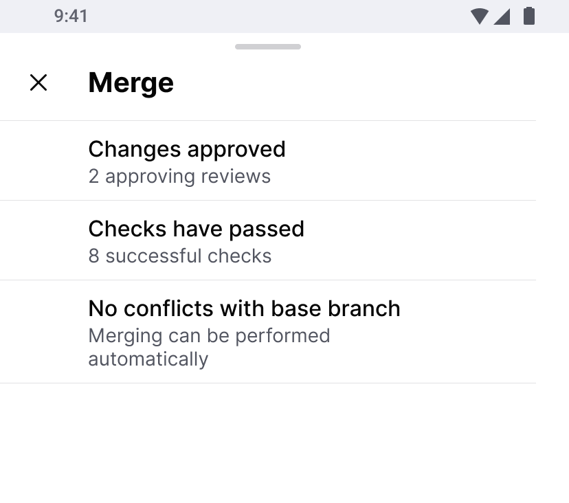 Pull request merge screen