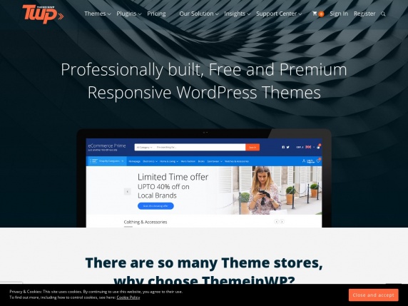 ThemeinWP homepage