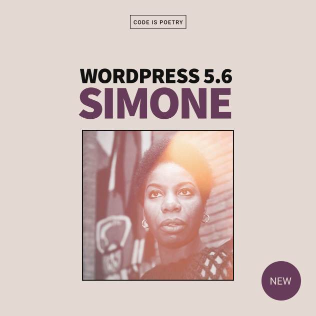 WordPress 5.6 Simone with a photo of Nina Simone