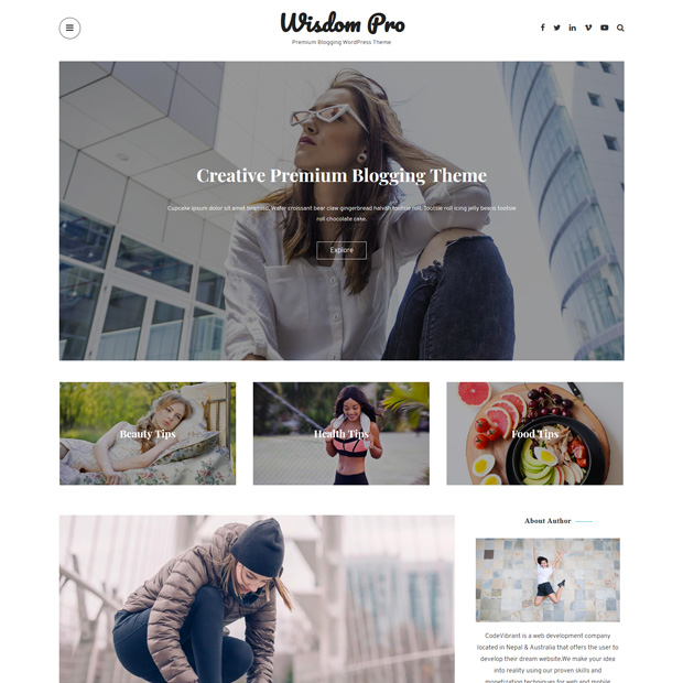 Clean Minimal Blogging WordPress Theme – Wisdom Pro