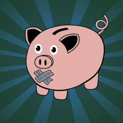 image of piggy bank with duct tape over its mouth