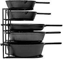 Heavy Duty Pan Organizer, 5 Tier Rack - Holds up to 50 LB - Holds Cast Iron Skillets, Griddles and Shallow Pots -...