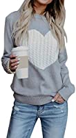 shermie Women's Pullover Sweaters Long Sleeve Crewneck Cute Heart Knitted Sweaters