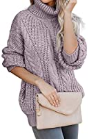 Chase Secret Womens Turtle Cowl Neck Solid Color Soft Comfy Cable Knit Pullover Sweaters S-2XL