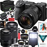 Sony a6600 Mirrorless Camera 4K APS-C ILCE-6100MB with 2 Lens Kit 18-135mm + 55-210mm and Deco Gear Case + Extra Battery + Flash + Wide Angle & Telephoto Lens + Filter Kit + 64GB Accessories Bundle