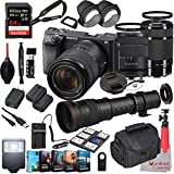 Sony Alpha a6400 Mirrorless Camera with 18-135mm and 55-210mm Lenses Bundle + Extreme Speed 64GB Memory + T-Mount 420-800mm Telephoto Zoom Lens (33 Items)