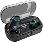 Wireless Earbuds, Bluetooth 5.0 Headphones Touch Control with Charging Case, Digital LED Display Apt-X IPX7 Waterproof CVC8.0 Built-in Mic Stereo in-Ear Earphones Premium Sound with Deep Bass Black