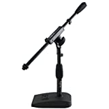 Gator Frameworks Short Weighted Base Microphone Stand with Soft Grip Twist Clutch, Boom arm, and both 3/8" and 5/8" Mounts; Base Dimensions - 4.5" X 8" (GFW-MIC-0821)