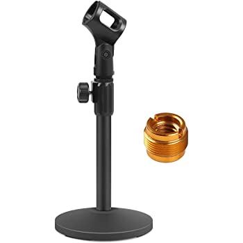 InnoGear Desktop Microphone Stand, Upgraded Adjustable Table Mic Stand with Mic Clip and 5/8" Male to 3/8" Female Screw for Blue Yeti Snowball Spark & Other Microphone