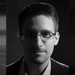 NSA whistleblower Edward Snowden in black and white