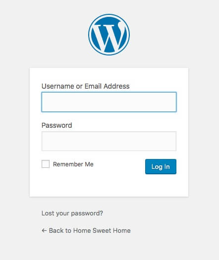 Logging in to WordPress.