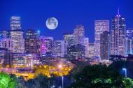 Full Moon over Denver, Colorado, US.