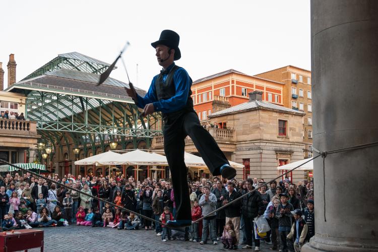 Juggler in Covent Garden, London.