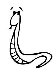 Black and white illustration of a snake