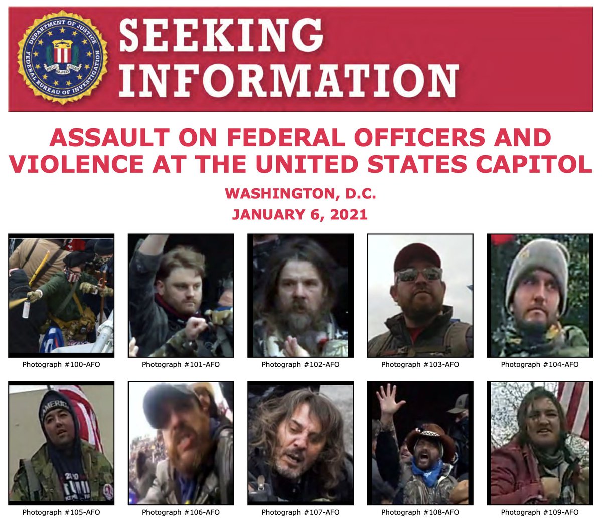 The FBI is seeking information about individuals who unlawfully entered the U.S. Capitol and assaulted law enforcement officers on January 6. You can download the seeking information poster at http://ow.ly/HWIY50Danmu.