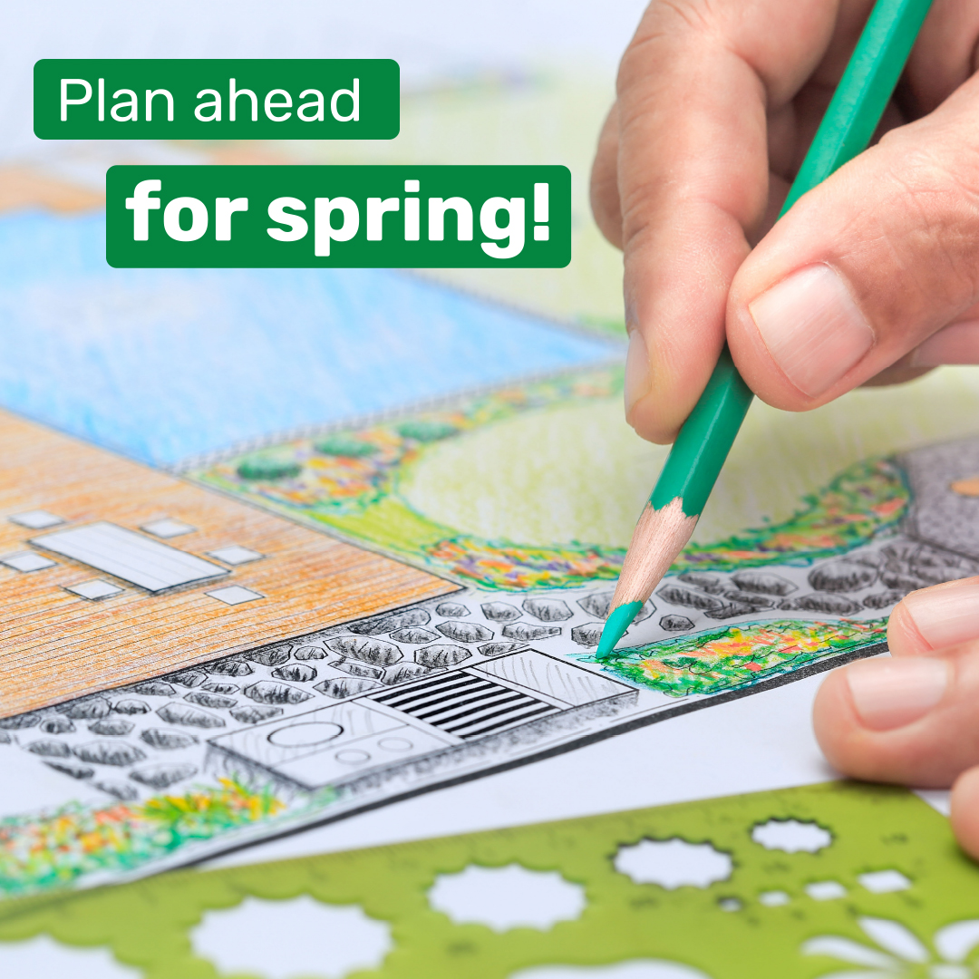 A landscaping architect drafts plans for a client showing new flowers, shrubbery and more.