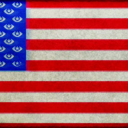 US flag with spying eyes for stars