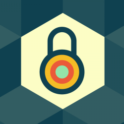 Privacy issue banner, a colorful graphical representation of a padlock