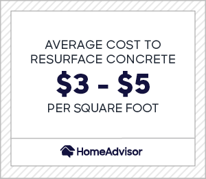 the average cost to resurface concrete is $3 to $5 per square foot