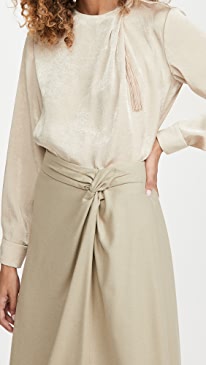 Vince - Drape Neck Tassel Blouse