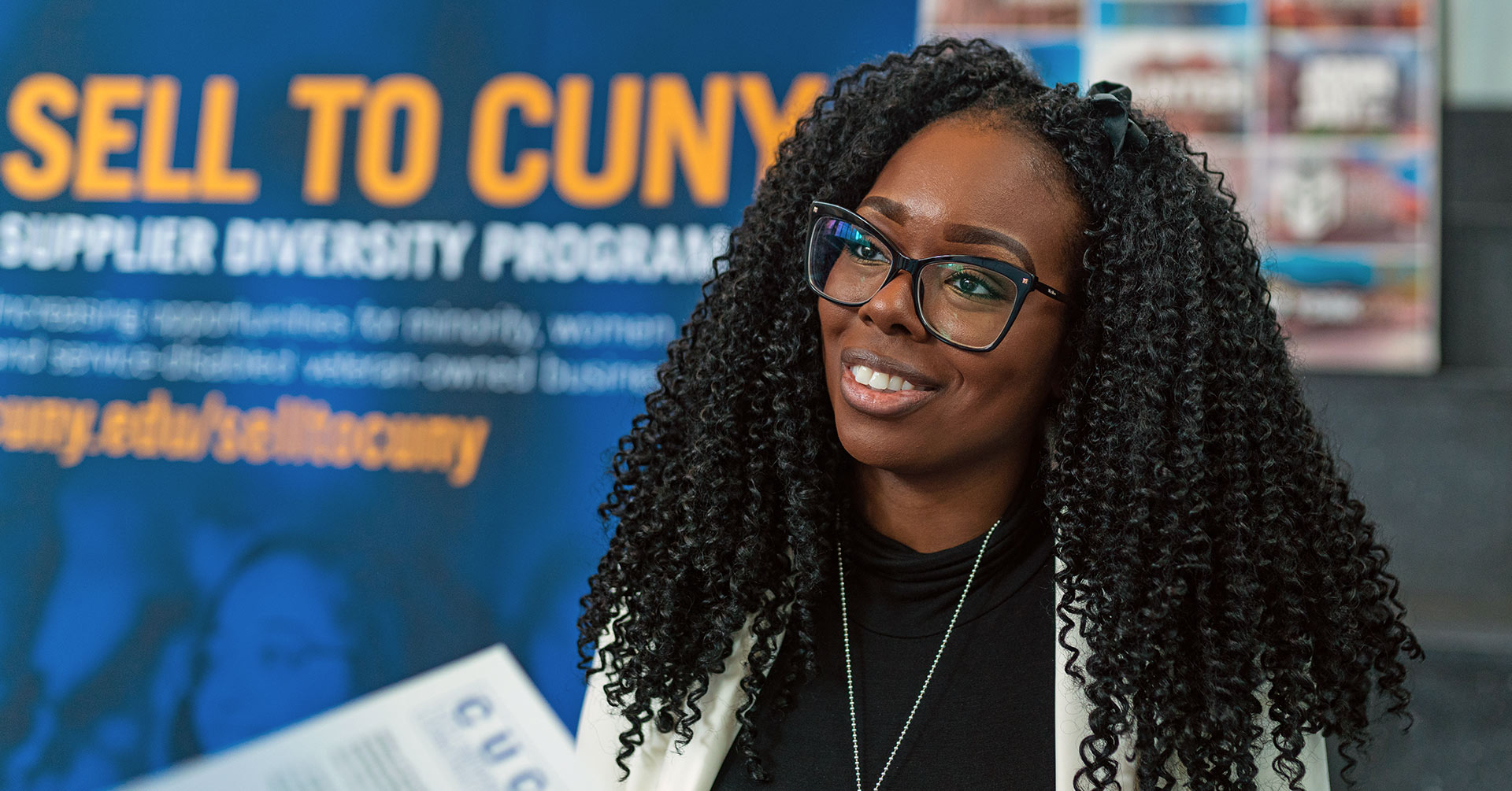 African American woman at a CUNY Minority and Women-owned Business Enterprises (WMBE) conference