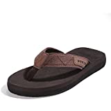 FITORY Men's Flip-Flops, Thongs Sandals Comfort Slippers for Beach Brown Size 11