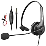 Cell Phone Headset with Microphone Noise Cancelling & Call Controls, Light Weight Single-Sided Computer Headphones 3.5mm for Work from Home Conference, PC, Call Center,Skype, Zoom, Webinar