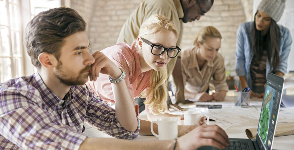 group working around table