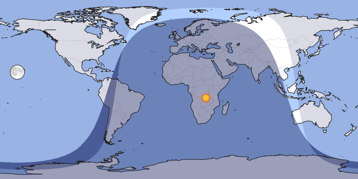 Map showing which part of the Earth the Moon is currently above the horizon at.