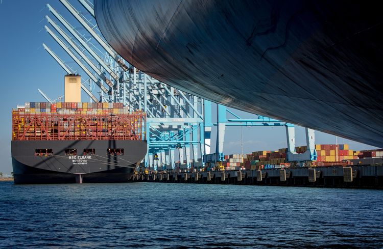 Eloane Container Ship Makes Berth At Port of Los Angeles