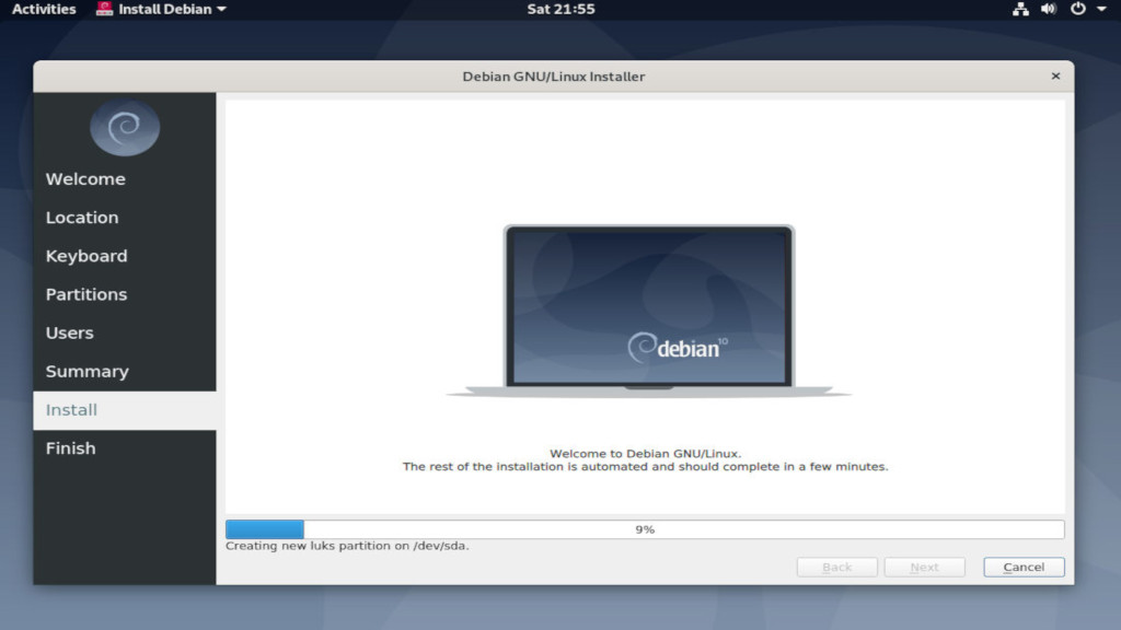 Screenshot from the Calamares installer