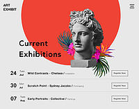 Website Strip for an Art Gallery with 3 Exhibitions