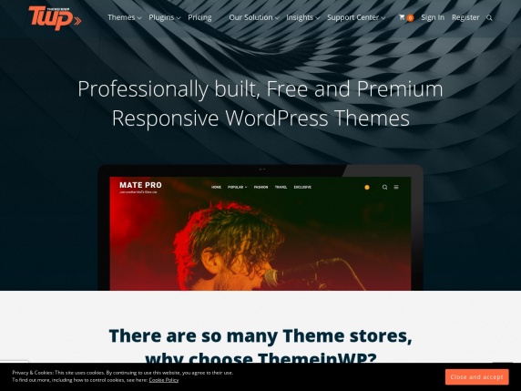 ThemeinWP homepage